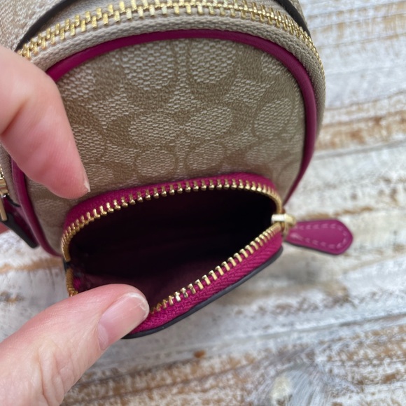 Coach Beige and Pink Mini Backpack Keychain Bag Charm - Picture 5 of 9